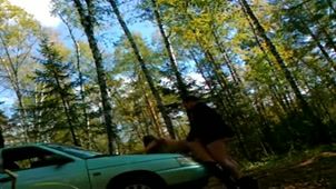 Скриншот №6 к порно видео Осень 2018 секс в лесу на капоте авто