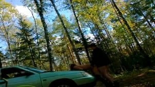 Скриншот №9 к порно видео Осень 2018 секс в лесу на капоте авто